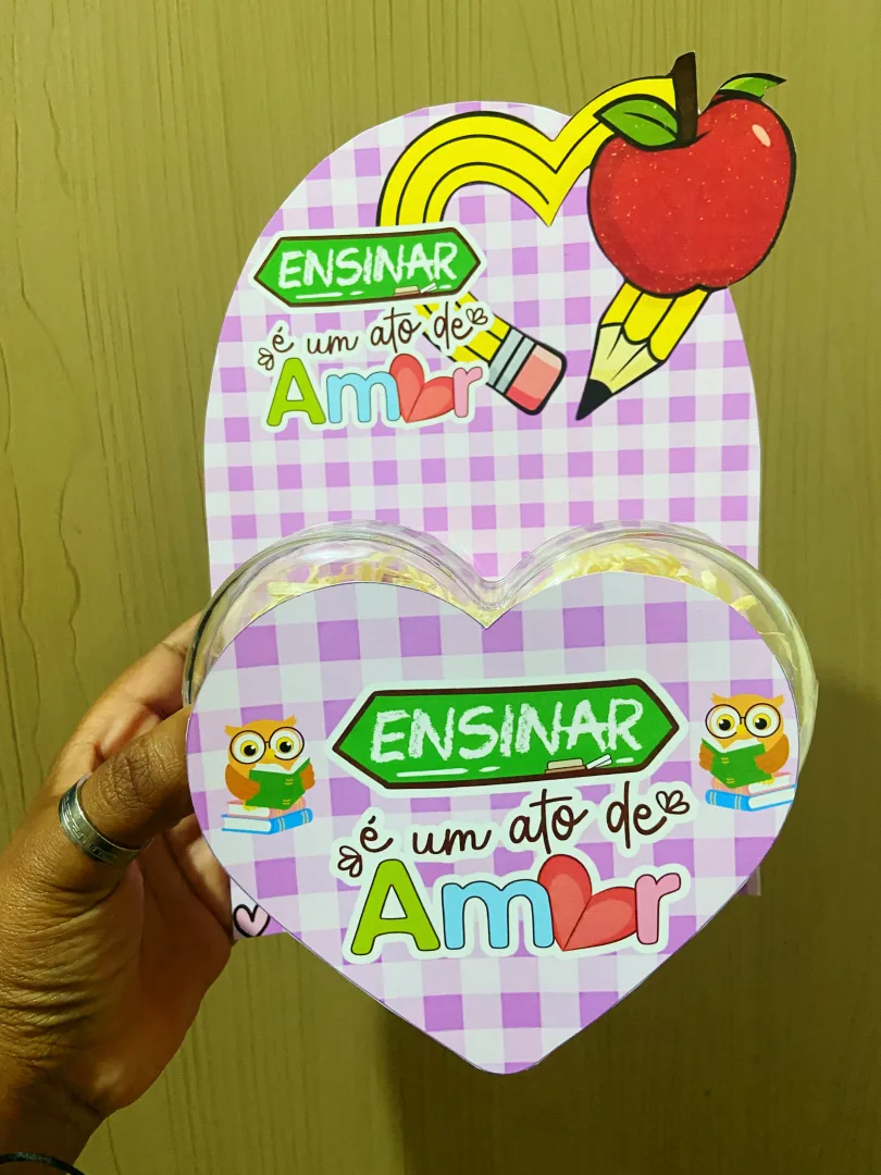Kit Lembrancinha Dia dos Professores com Coração – 2 Modelos para Caixa de Acrílico | Arquivo PDF — imagem 5