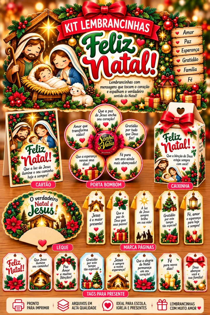 Kit Lembrancinhas e Painéis Natal Cristão Educação Infantil Fundamental PDF - 22 Páginas — imagem 2