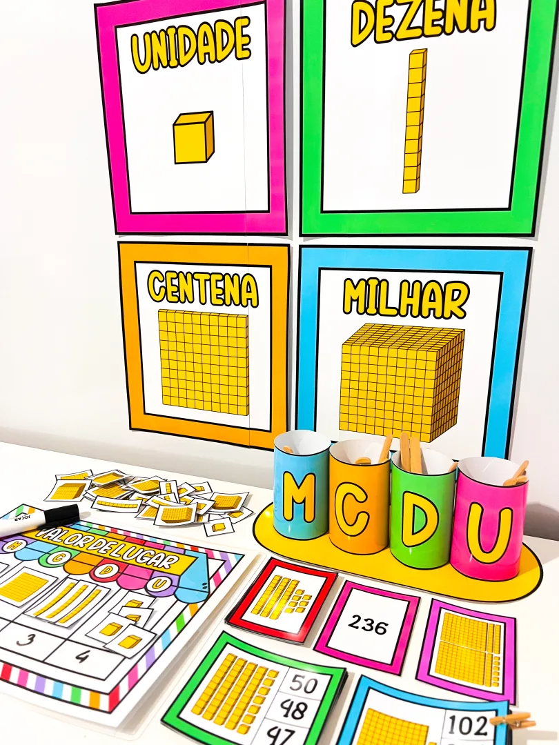 Kit Material Dourado para Trabalhar Unidade, Dezena, Centena e Milhar — imagem 6