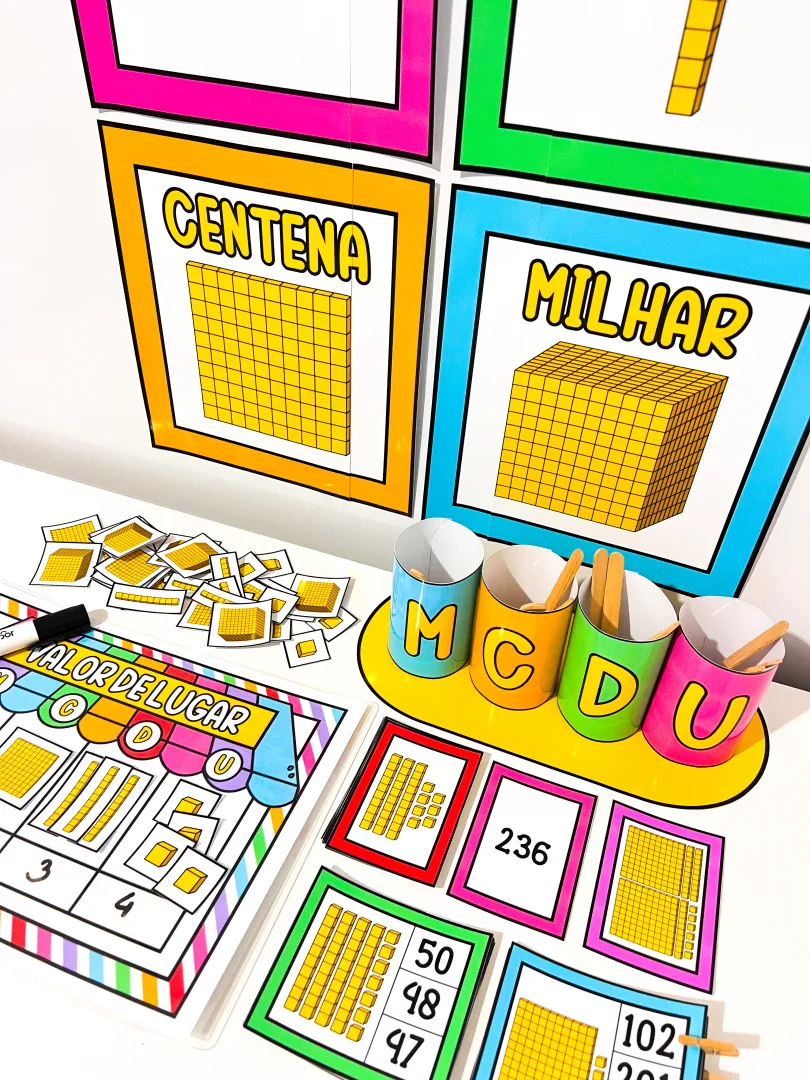 Kit Material Dourado para Trabalhar Unidade, Dezena, Centena e Milhar — imagem 5