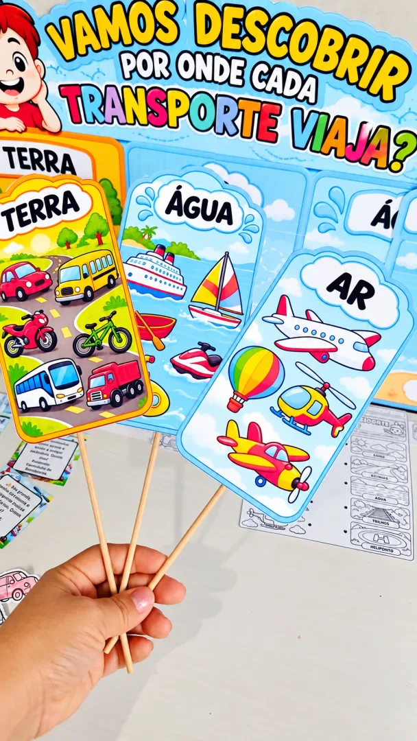 Kit Meios de Transporte – Vamos Descobrir por Onde Cada Transporte Viaja? em PDF - 1º Ano — imagem 3