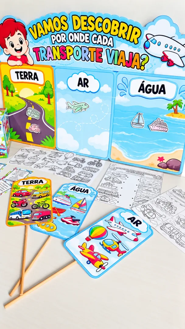 Kit Meios de Transporte – Vamos Descobrir por Onde Cada Transporte Viaja? em PDF - 1º Ano — imagem 2