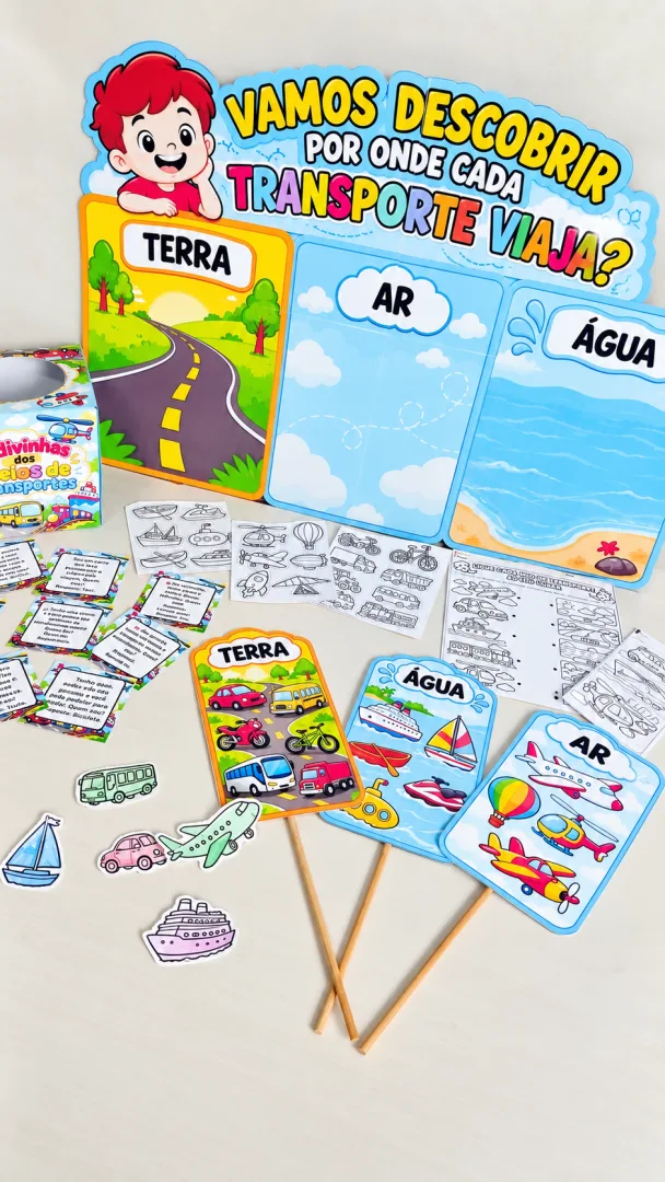 Kit Meios de Transporte – Vamos Descobrir por Onde Cada Transporte Viaja? em PDF - 1º Ano — imagem 4