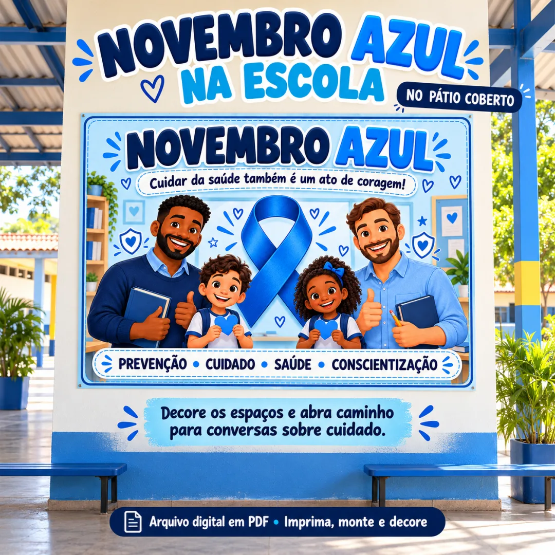 Kit Novembro Azul – Painel + Coroa PDF - Ed. Infantil ao 5º ano — imagem 4