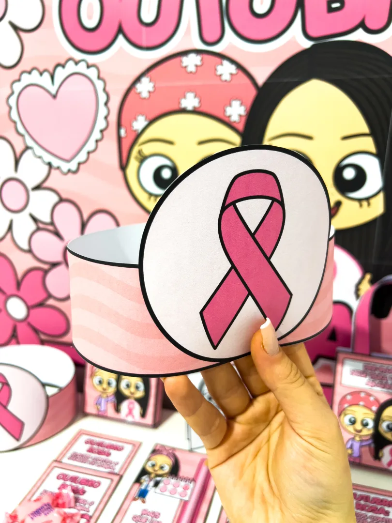  Kit Outubro Rosa Infantil – Painel, Lembrancinhas e Atividades   — imagem 4