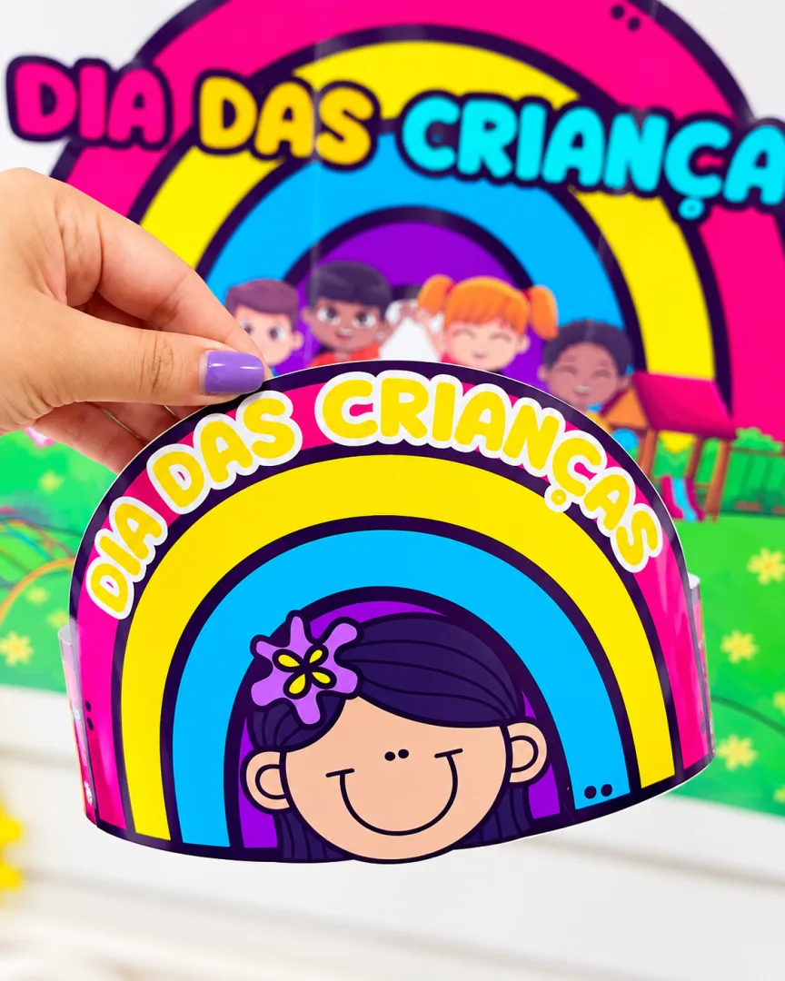 Kit Painel Dia das Crianças Arco-Íris + Coroas e Lembrancinhas em PDF — imagem 4