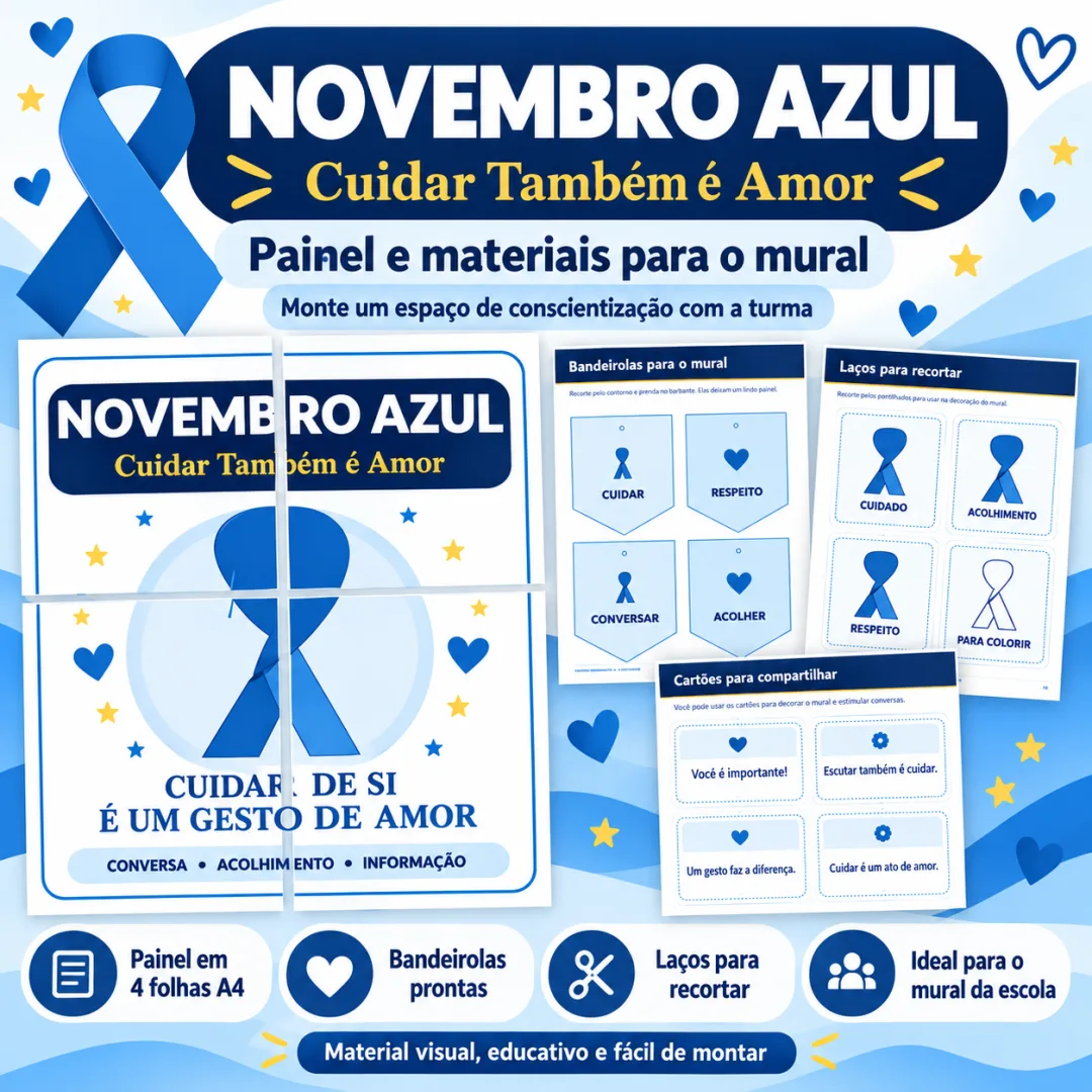 Kit Novembro Azul para Educação Infantil com Painel, Atividades e Lembrancinhas pdf — imagem 2