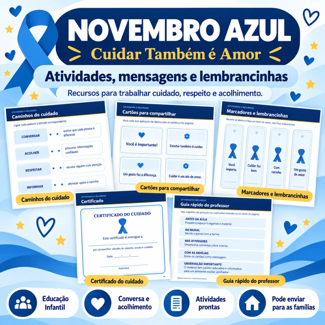 Kit Novembro Azul para Educação Infantil com Painel, Atividades e Lembrancinhas pdf — imagem 3