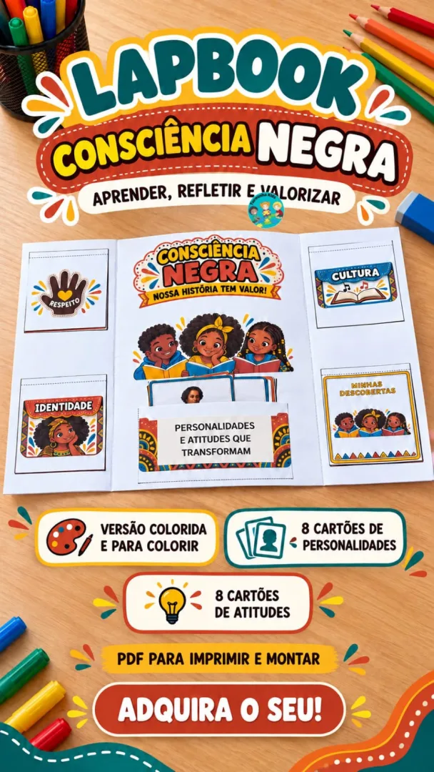 🧡 LAPBOOK CONSCIÊNCIA NEGRA NOSSA HISTÓRIA TEM VALOR!  Um material interativo para trabalhar respeito, identidade, cult — imagem 2