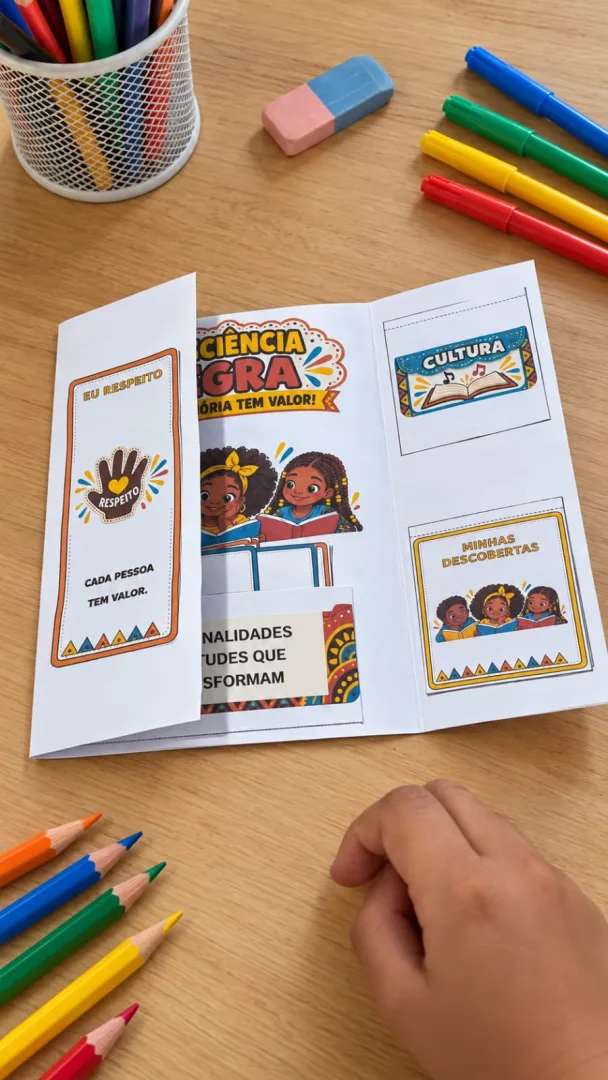 🧡 LAPBOOK CONSCIÊNCIA NEGRA NOSSA HISTÓRIA TEM VALOR!  Um material interativo para trabalhar respeito, identidade, cult — imagem 5