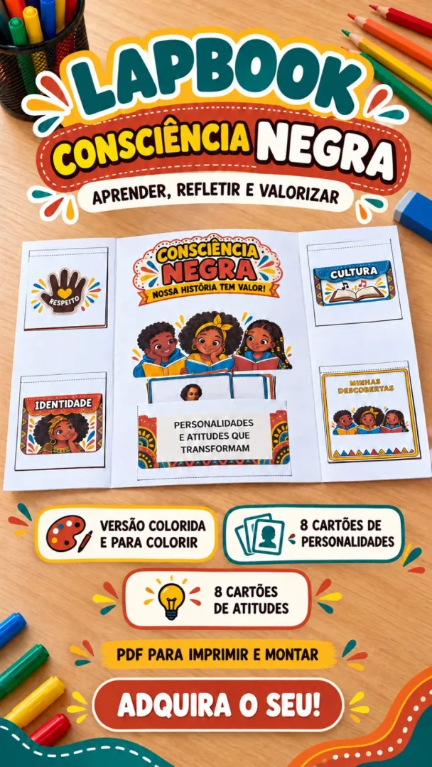 🧡 LAPBOOK CONSCIÊNCIA NEGRA NOSSA HISTÓRIA TEM VALOR!  Um material interativo para trabalhar respeito, identidade, cult — imagem 3