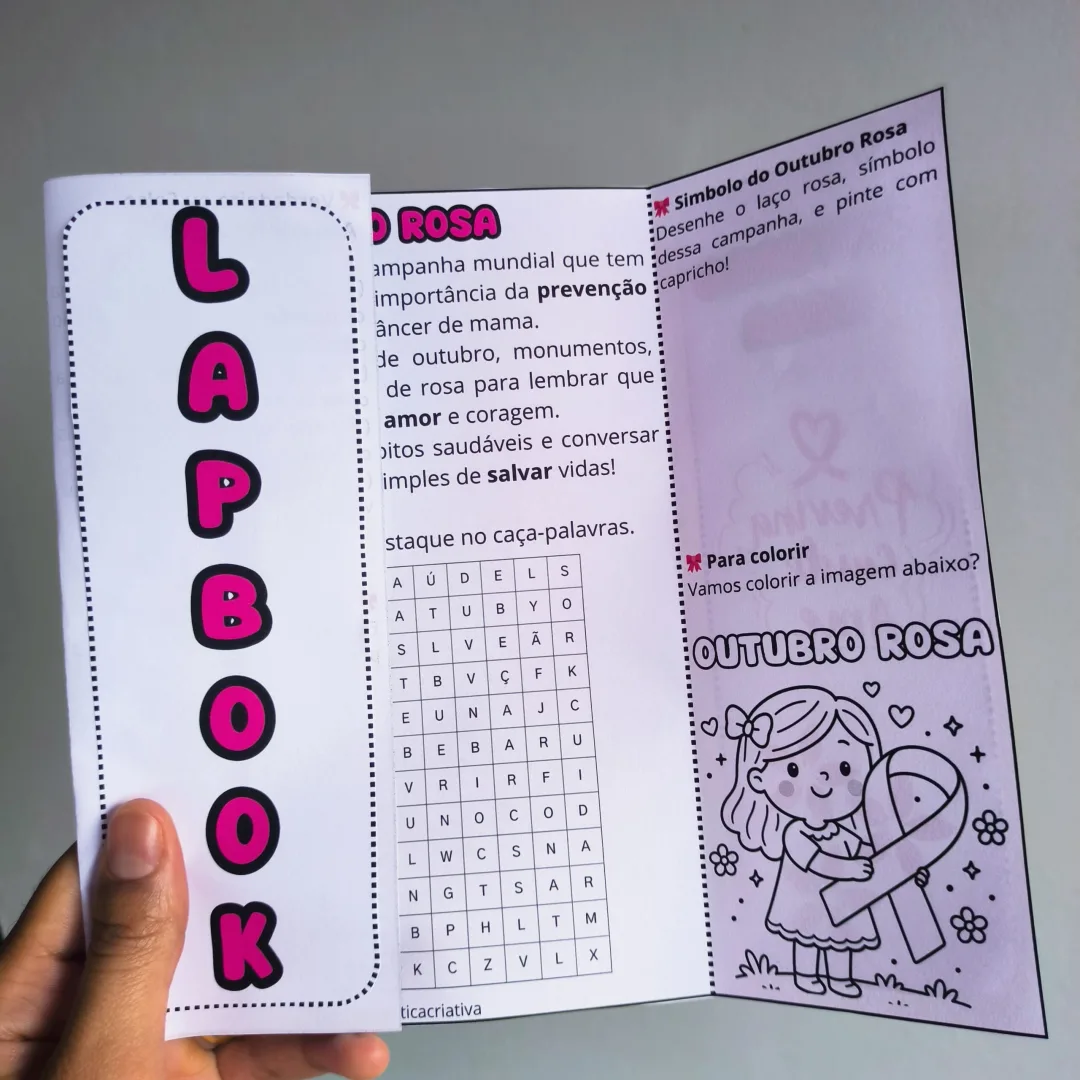Lapbook Outubro Rosa - Atividades de Conscientização e Prevenção — imagem 5