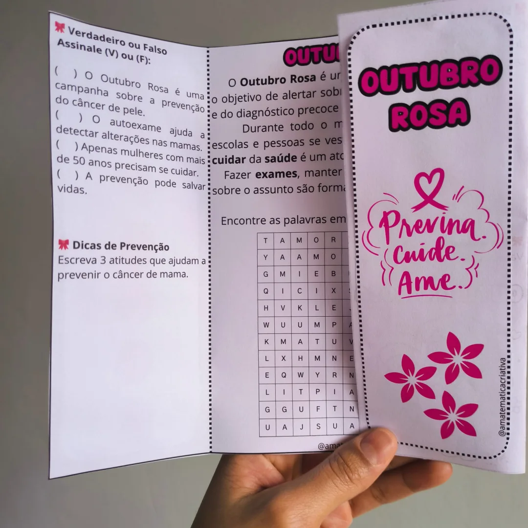 Lapbook Outubro Rosa - Atividades de Conscientização e Prevenção — imagem 6