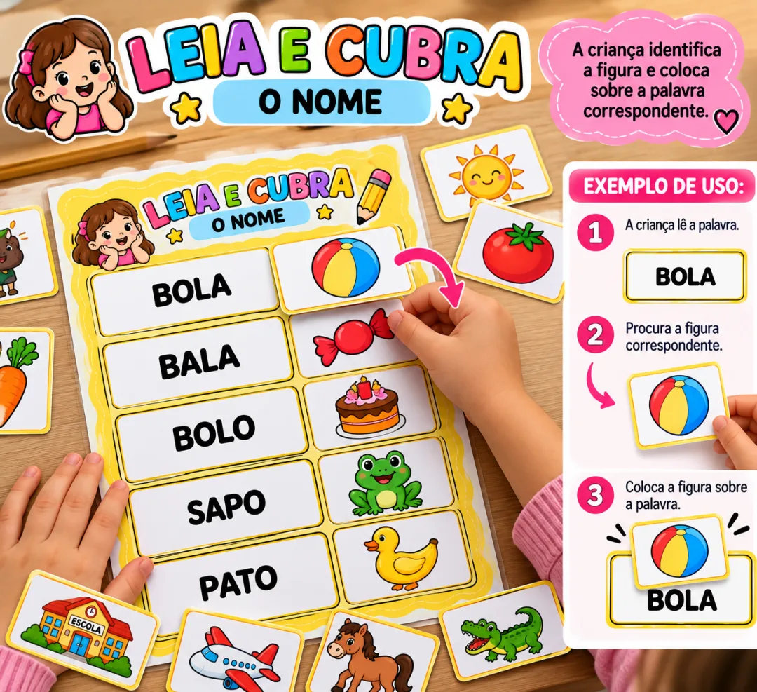 Leia e Cubra o Nome — Atividade de Alfabetização em PDF — imagem 3