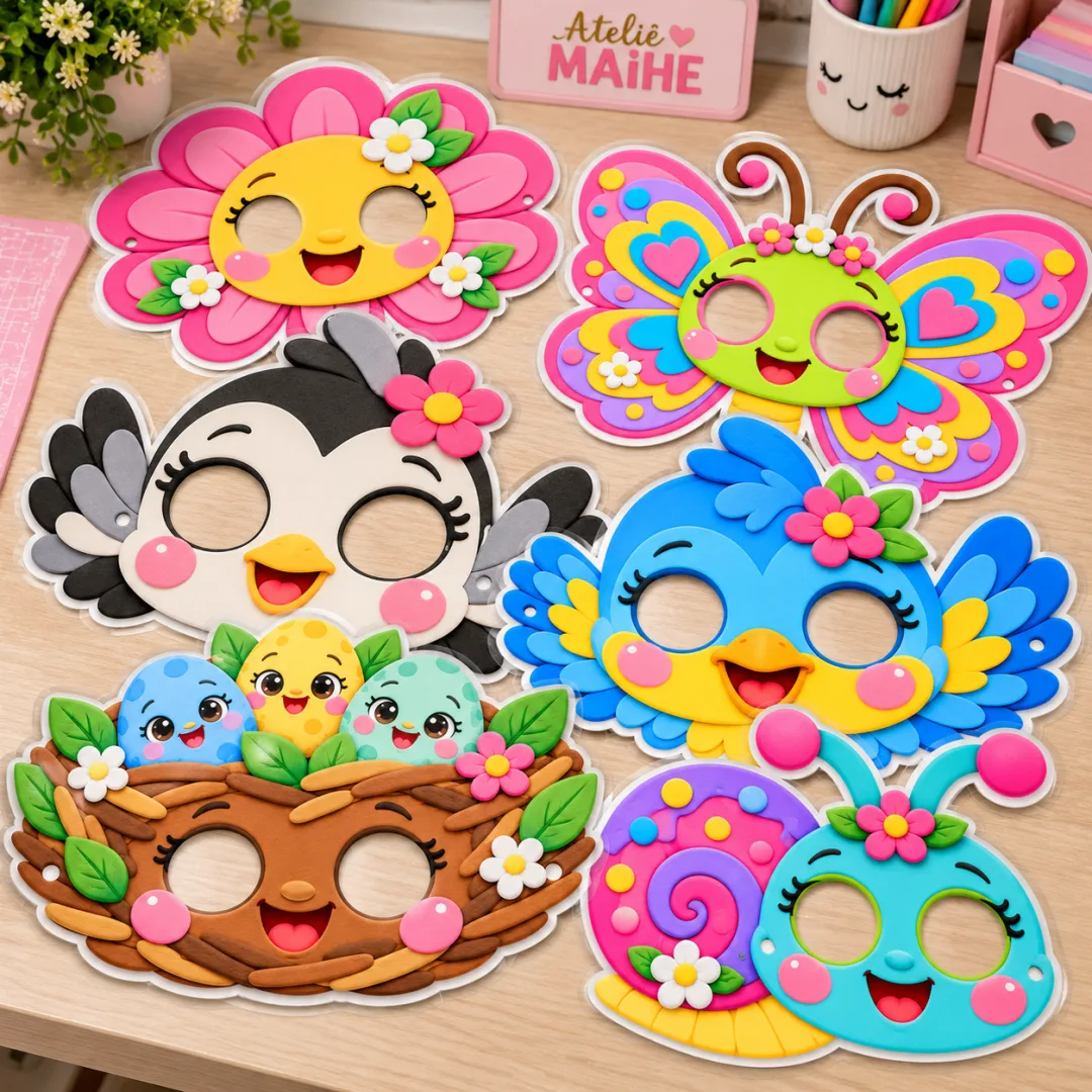  Leilão De Jardim – Kit Máscaras Para Impressão E Para Colorir - Educação Infantil - Arquivo Digital   — imagem 4