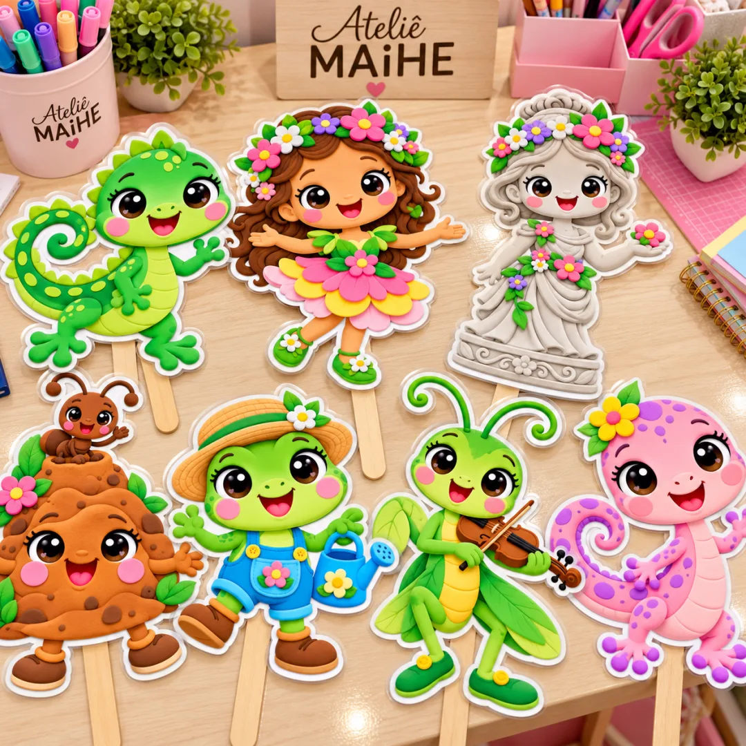 Leilão De Jardim – Kit Palitoches com 16 Personagens - Educação Infantil - Arquivo Digital — imagem 2