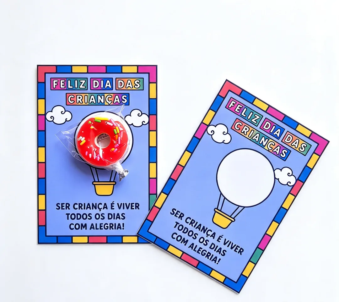 Lembrancinha Dia das Crianças — Cartão Balão com Doce Educação Infantil  — imagem 2