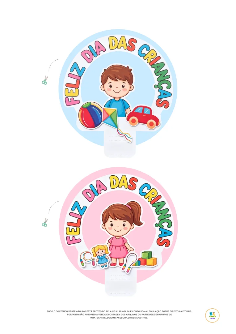 Lembrancinha Dia das Crianças - Tag Circular Brinquedos Educação Infantil Pdf — imagem 4