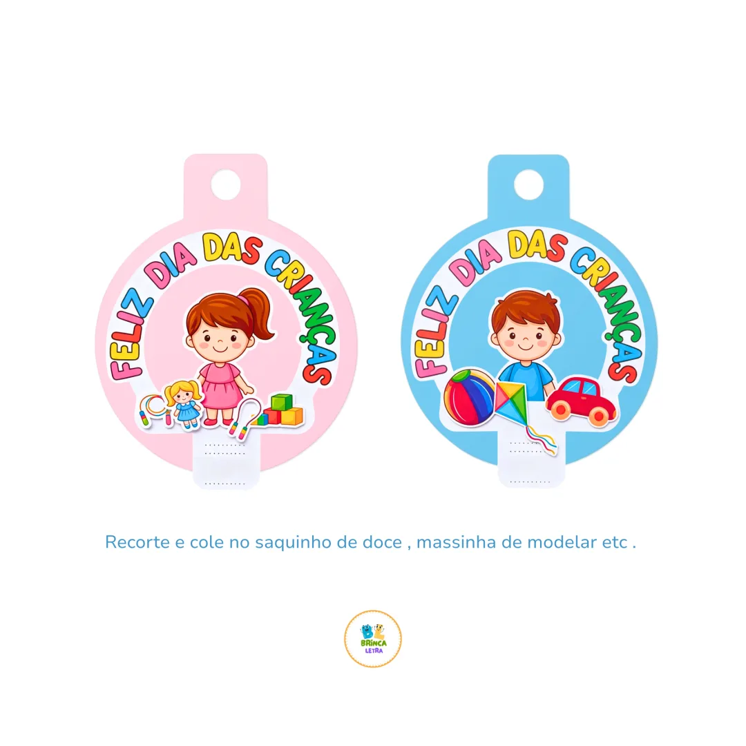 Lembrancinha Dia das Crianças - Tag Circular Brinquedos Educação Infantil Pdf — imagem 4