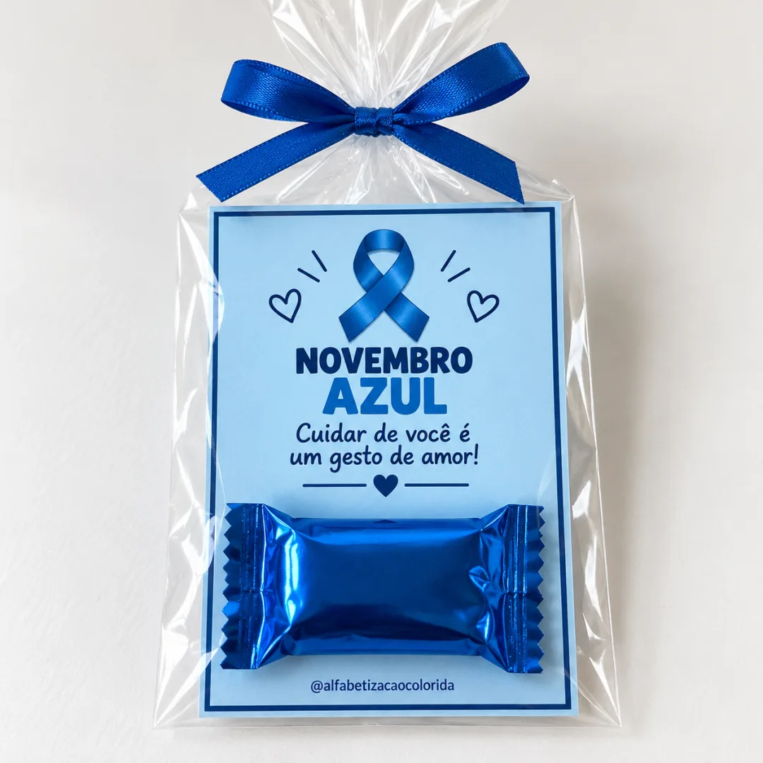 Lembrancinha Novembro Azul em PDF – Cartão para Chocolate — imagem 4