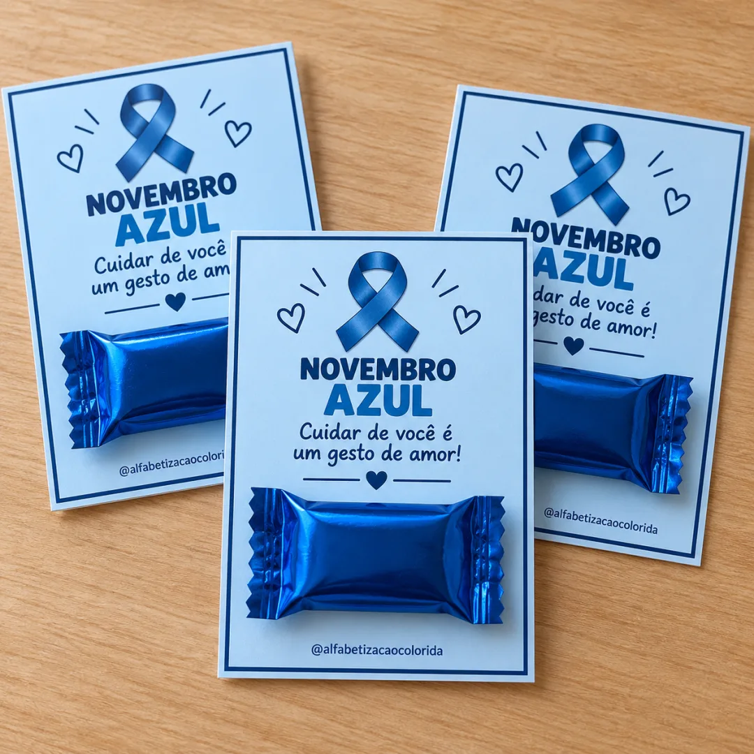 Lembrancinha Novembro Azul em PDF – Cartão para Chocolate — imagem 5