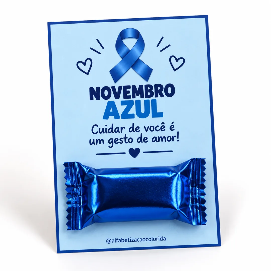 Lembrancinha Novembro Azul em PDF – Cartão para Chocolate — imagem 6