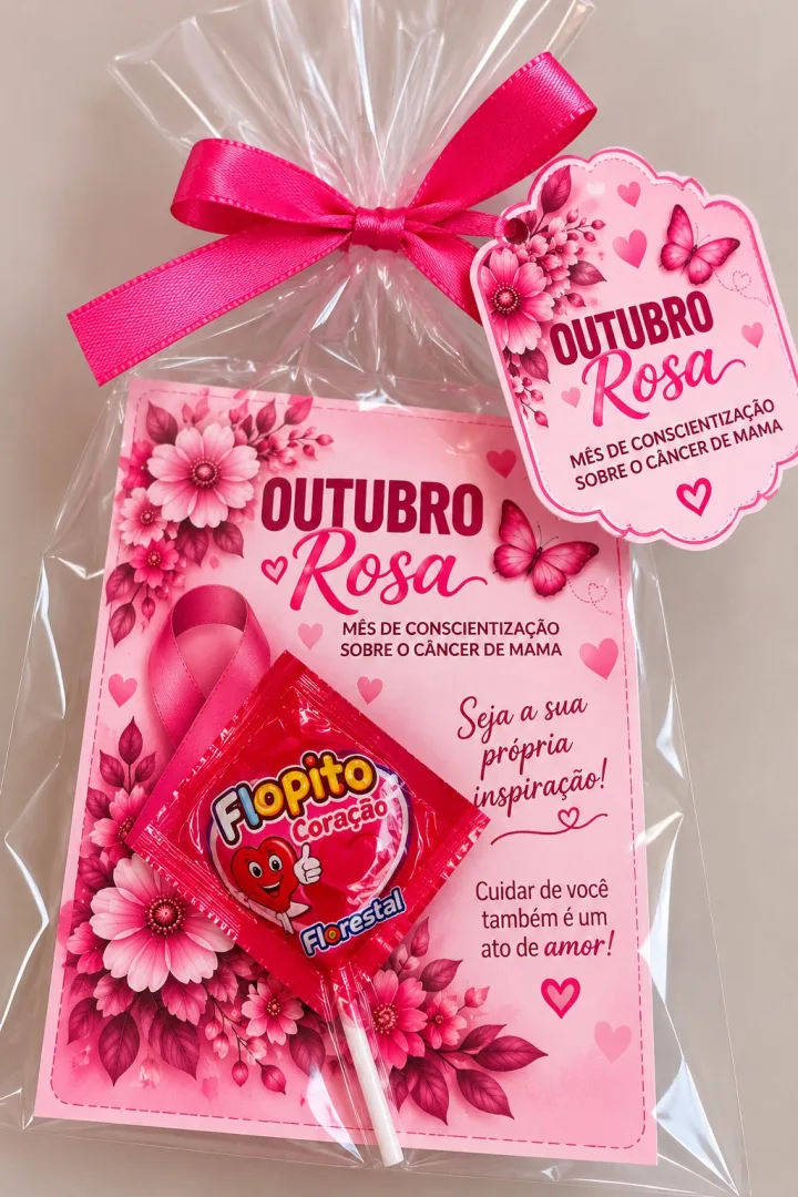 Lembrancinha Outubro Rosa - Pirulito ou Bala - Educação Infantil - PDF — imagem 2