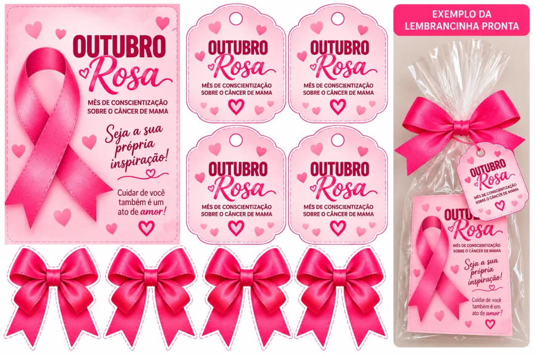 Lembrancinha Outubro Rosa - Pirulito ou Bala - Educação Infantil - PDF — imagem 3