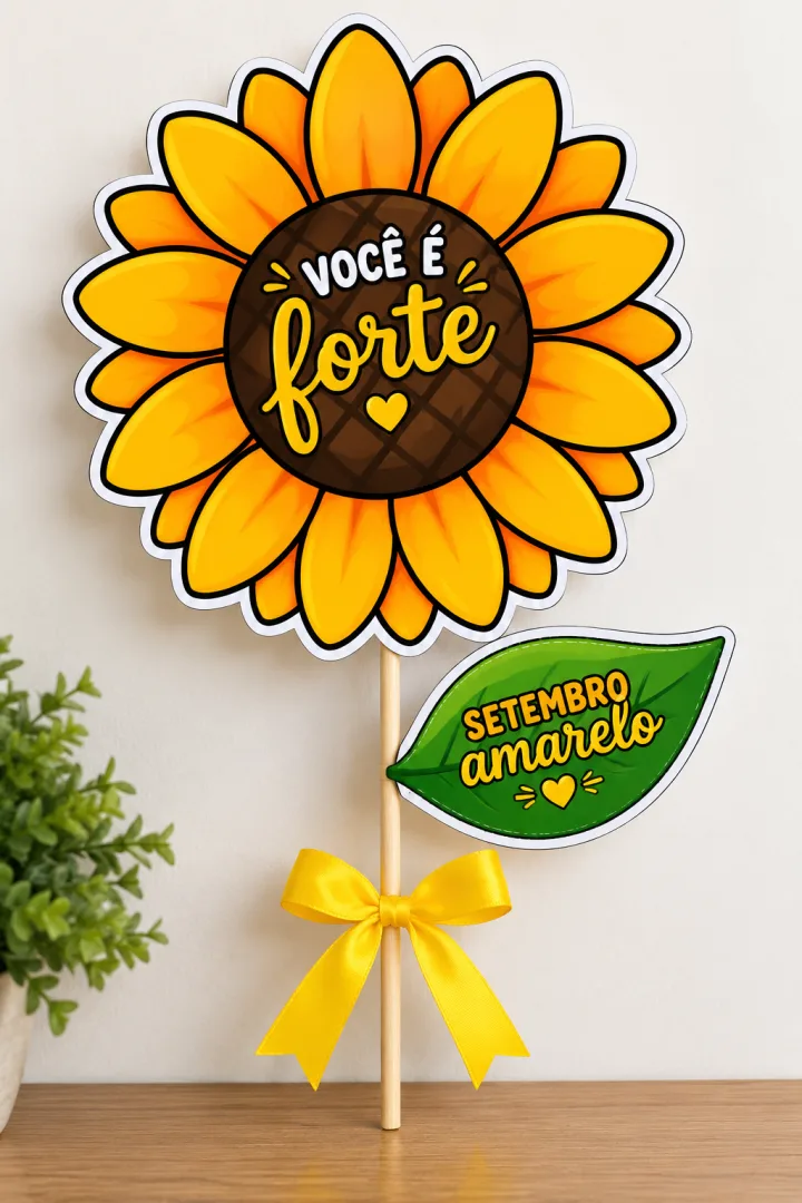 Lembrancinha Setembro Amarelo — Girassol “Você É Forte” em PDF — imagem 2
