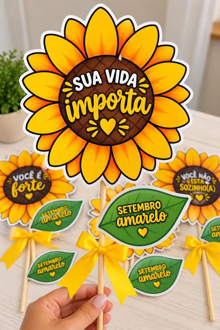 Lembrancinha Setembro Amarelo — Girassol “Você É Forte” em PDF — imagem 3