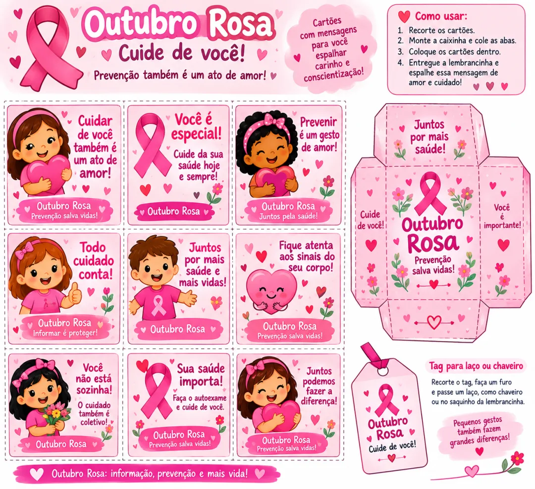Outubro Rosa – Lembrancinha para Educação Infantil em PDF — imagem 2