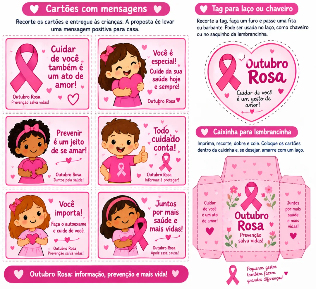 Outubro Rosa – Lembrancinha para Educação Infantil em PDF — imagem 3