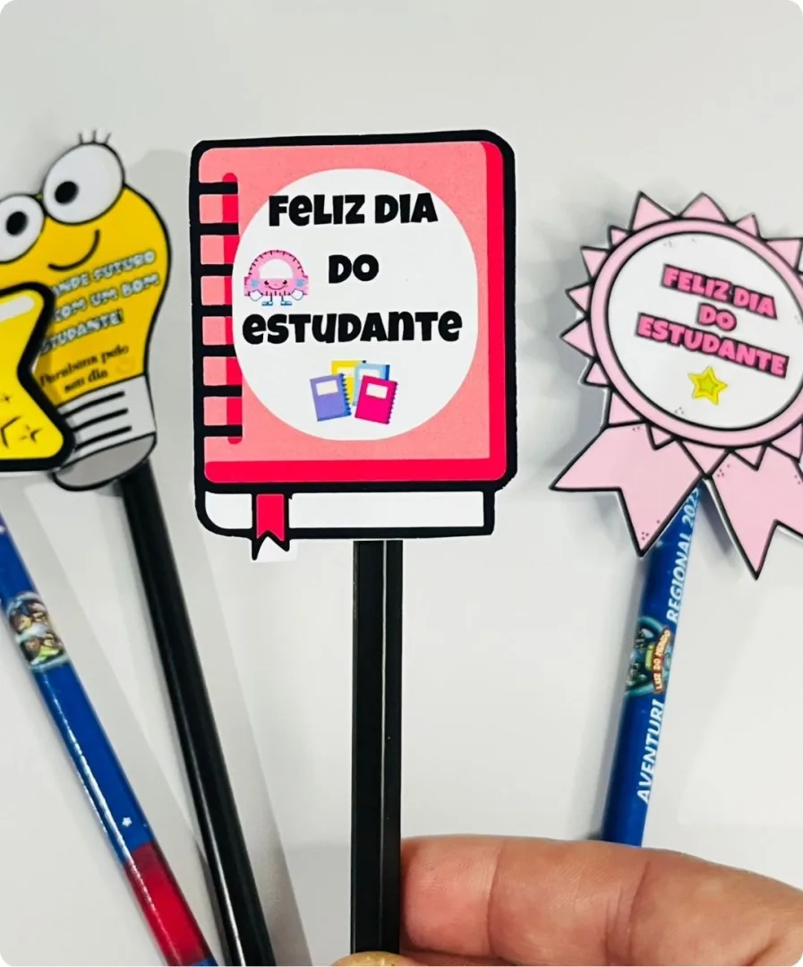 Lembrancinhas para o Dia do Estudante PDF - Ponteiras para Lápis — imagem 3
