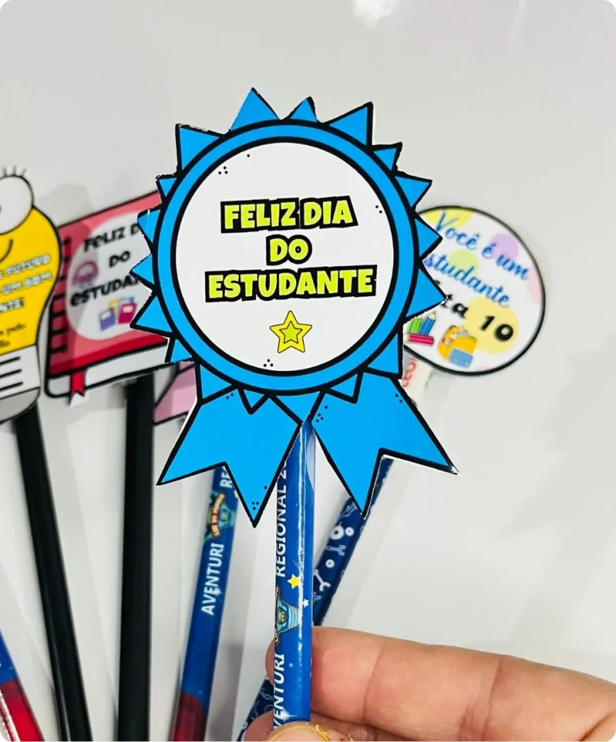Lembrancinhas para o Dia do Estudante PDF - Ponteiras para Lápis — imagem 4