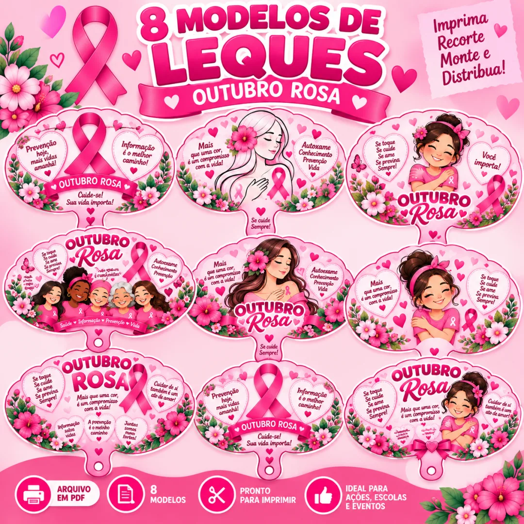 Leques Outubro Rosa - Educação Infantil - PDF — imagem 2