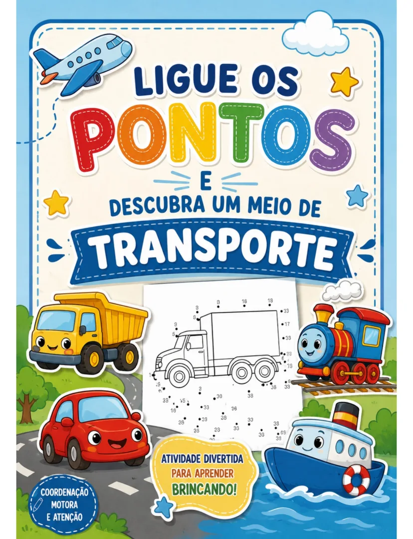 Atividades Ligar os Pontos - Meios de Transporte 4 a 7 anos PDF — imagem 4