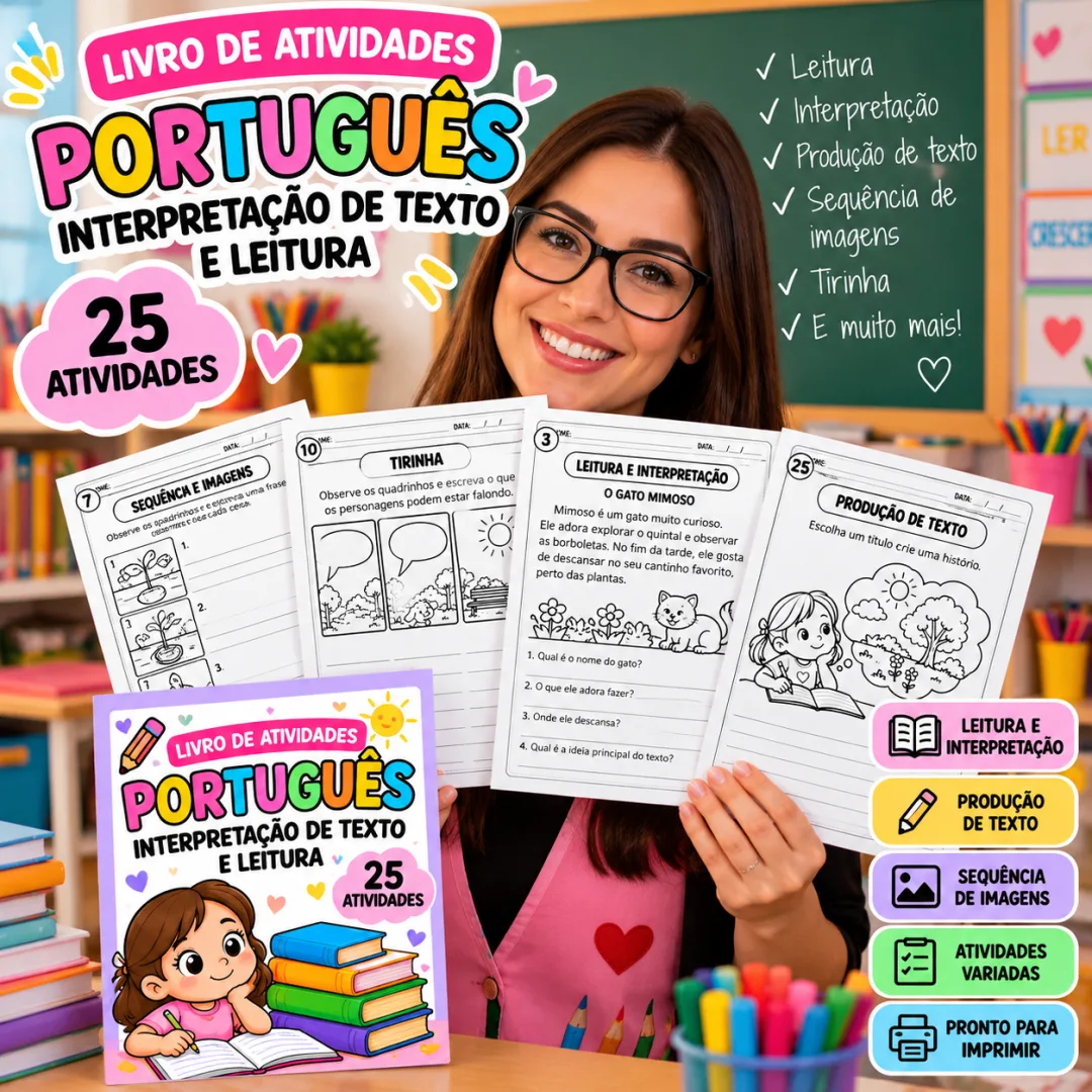 Livro de Atividades de Português para Imprimir – 25 Atividades de Leitura, Interpretação de Texto e Produção Textual — imagem 4