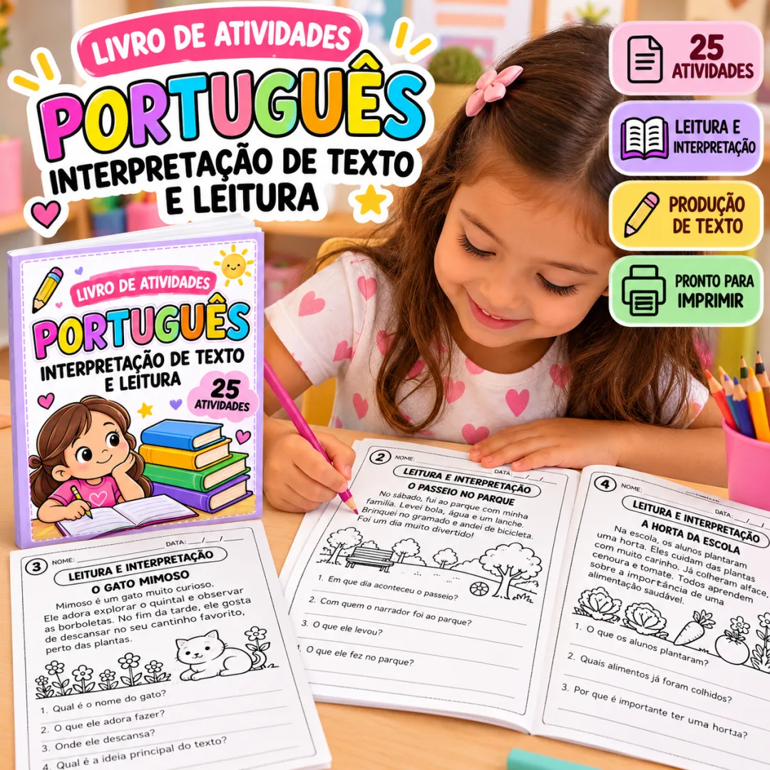 Livro de Atividades de Português para Imprimir – 25 Atividades de Leitura, Interpretação de Texto e Produção Textual — imagem 5