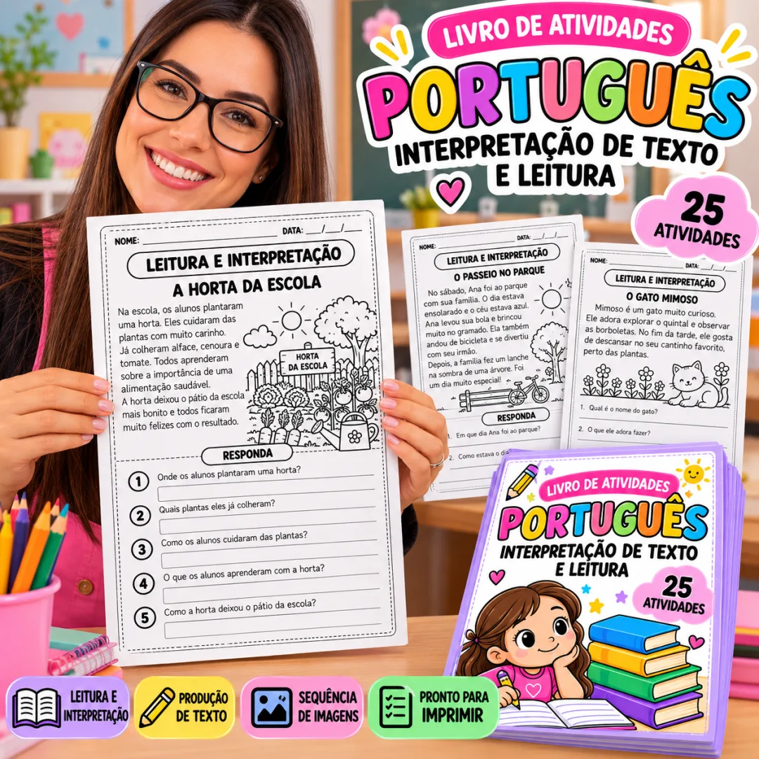 Livro de Atividades de Português para Imprimir – 25 Atividades de Leitura, Interpretação de Texto e Produção Textual — imagem 3