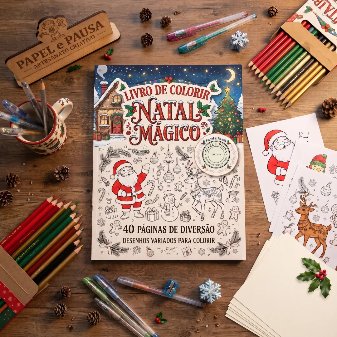 Livro de Colorir Natal Mágico - 40 Páginas em PDF PLR — imagem 2