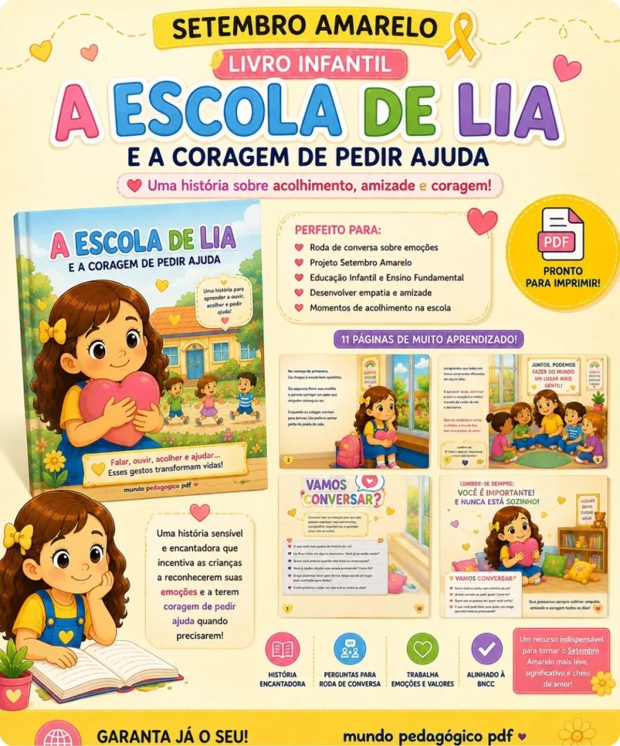 História Infantil Setembro Amarelo PDF – A Escola de Lia e a Coragem de Pedir Ajuda — imagem 4