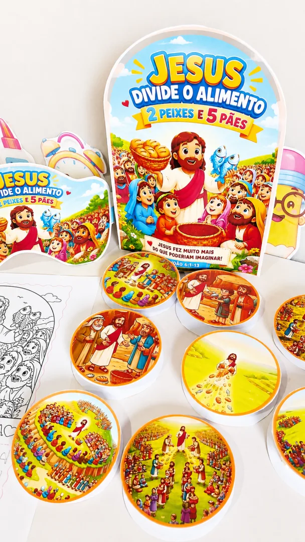 LUVA DE HISTORINHA – JESUS DIVIDE  O ALIMENTO — imagem 3