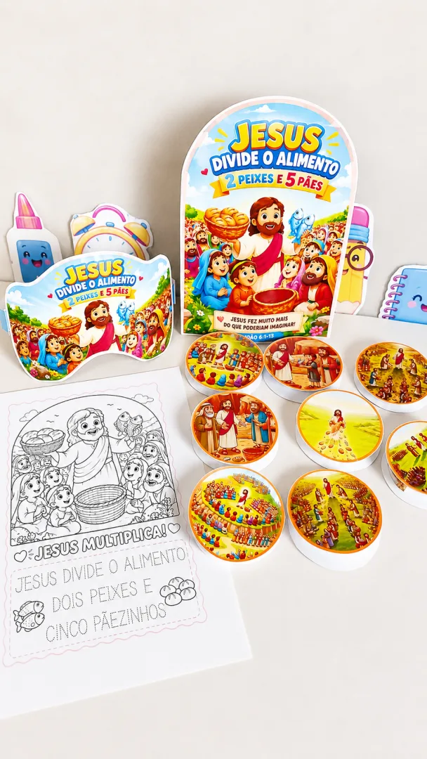 LUVA DE HISTORINHA – JESUS DIVIDE  O ALIMENTO — imagem 4