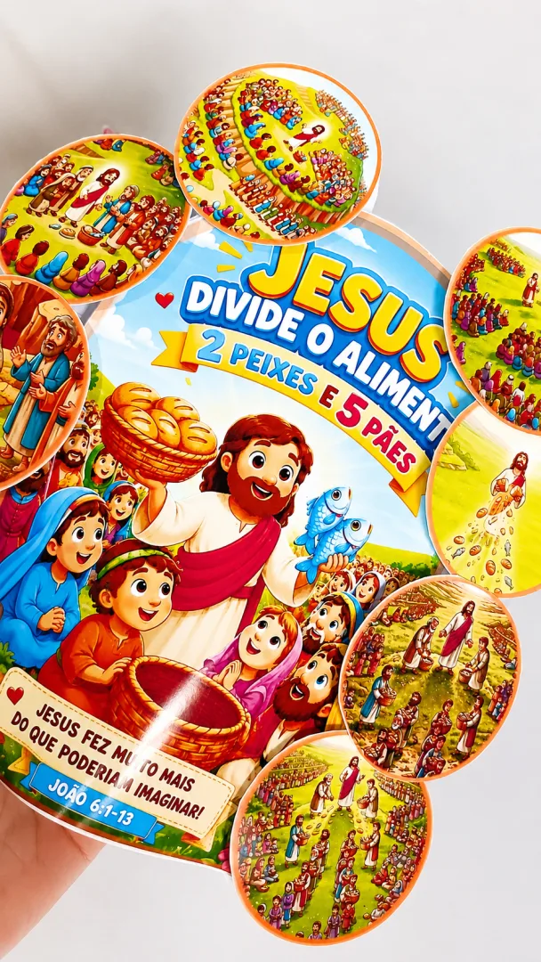LUVA DE HISTORINHA – JESUS DIVIDE  O ALIMENTO — imagem 5