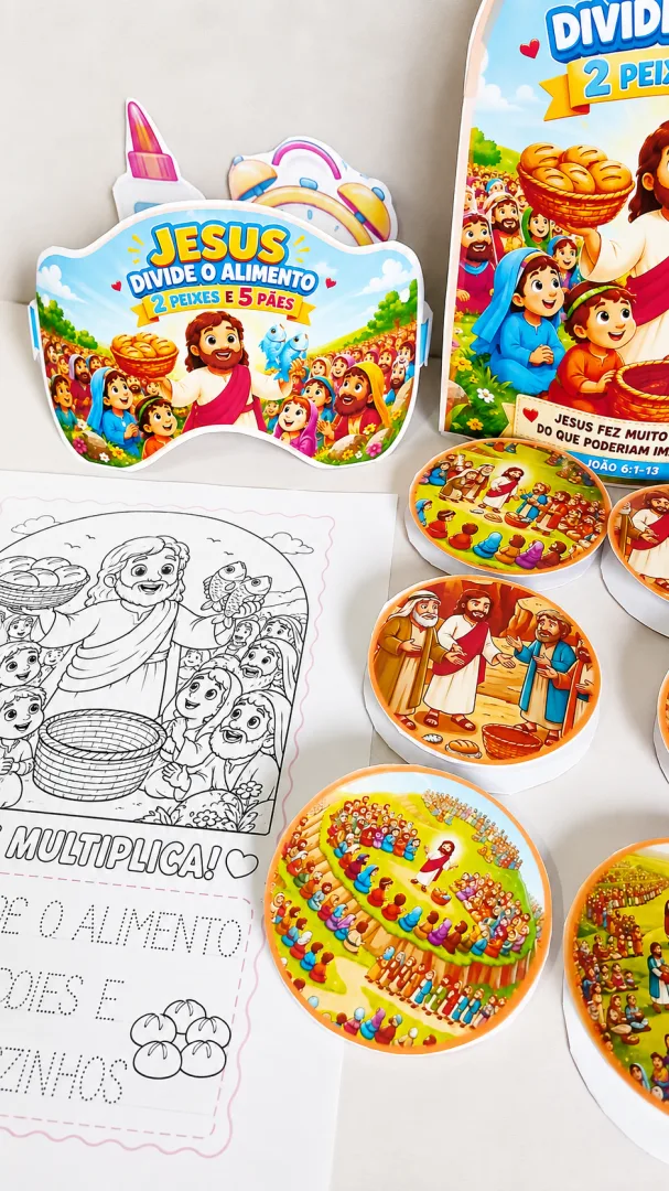 LUVA DE HISTORINHA – JESUS DIVIDE  O ALIMENTO — imagem 6