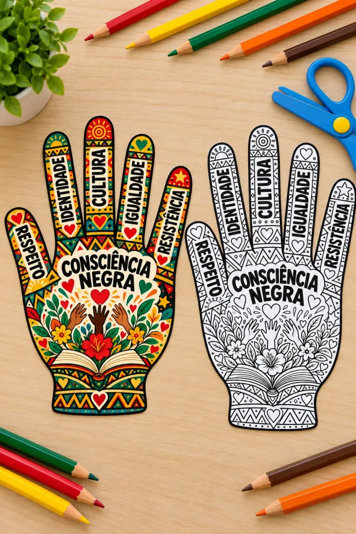 Mãozinhas da Consciência Negra: Colorir e Montar Murais 1º Ao 5º Ano em PDF — imagem 4