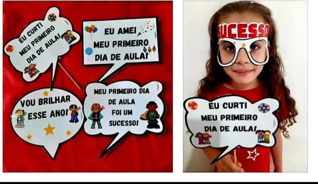 Máscara e plaquinhas primeiro dia de aula PDF ensino infantil e fundamental  — imagem 2
