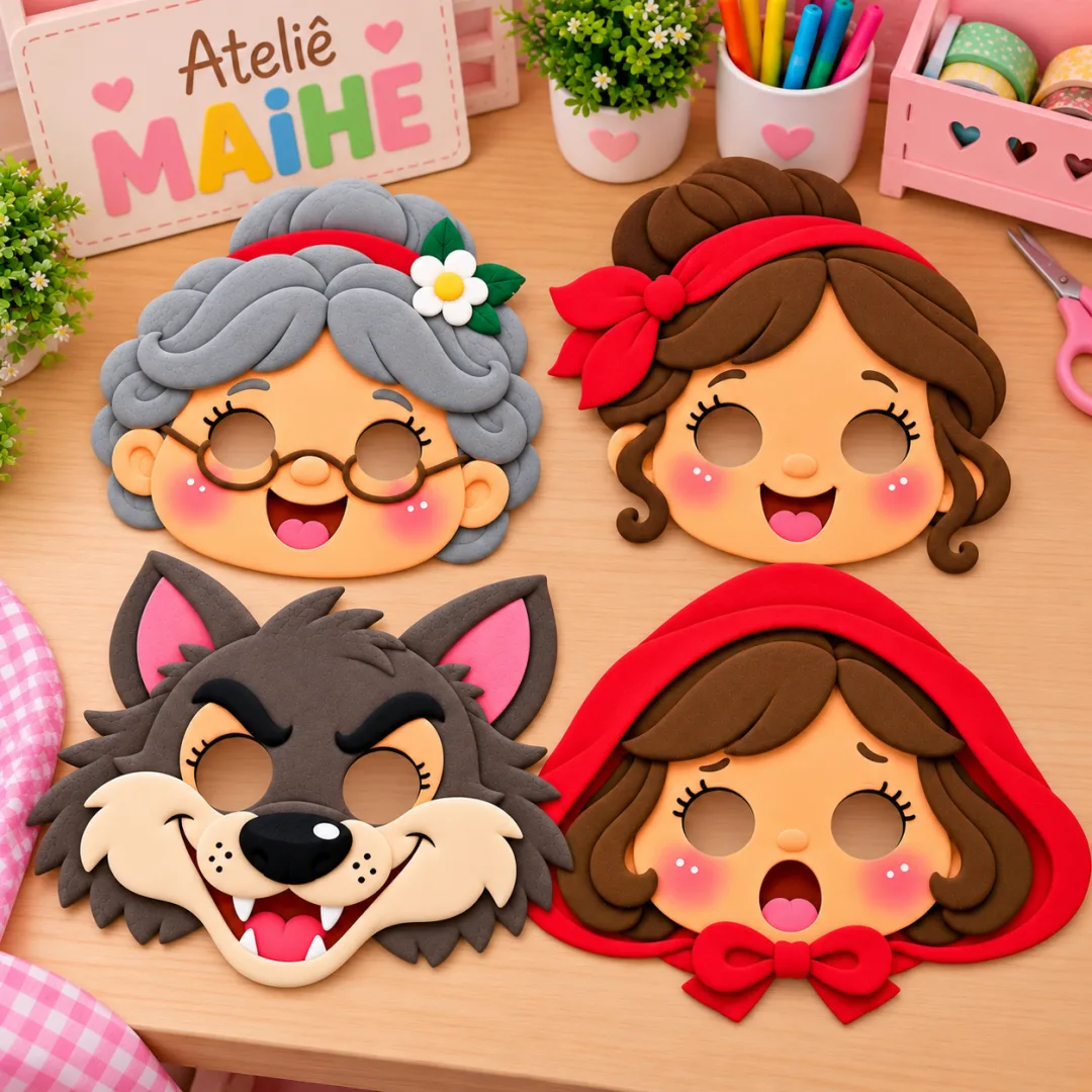 Máscaras Chapeuzinho Vermelho - Kit - Educação Infantil - Arquivo Digital — imagem 3
