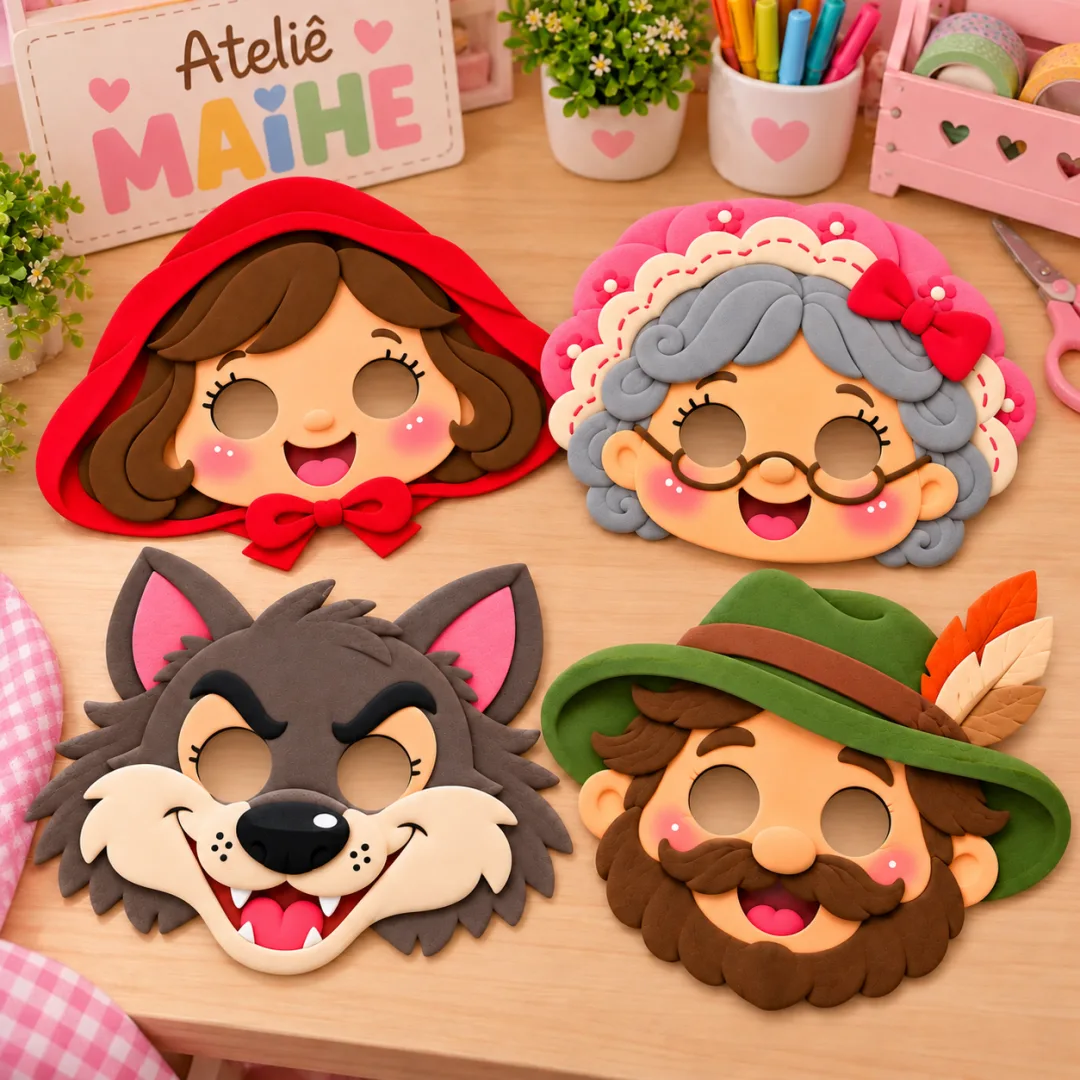 Máscaras Chapeuzinho Vermelho - Kit - Educação Infantil - Arquivo Digital — imagem 2