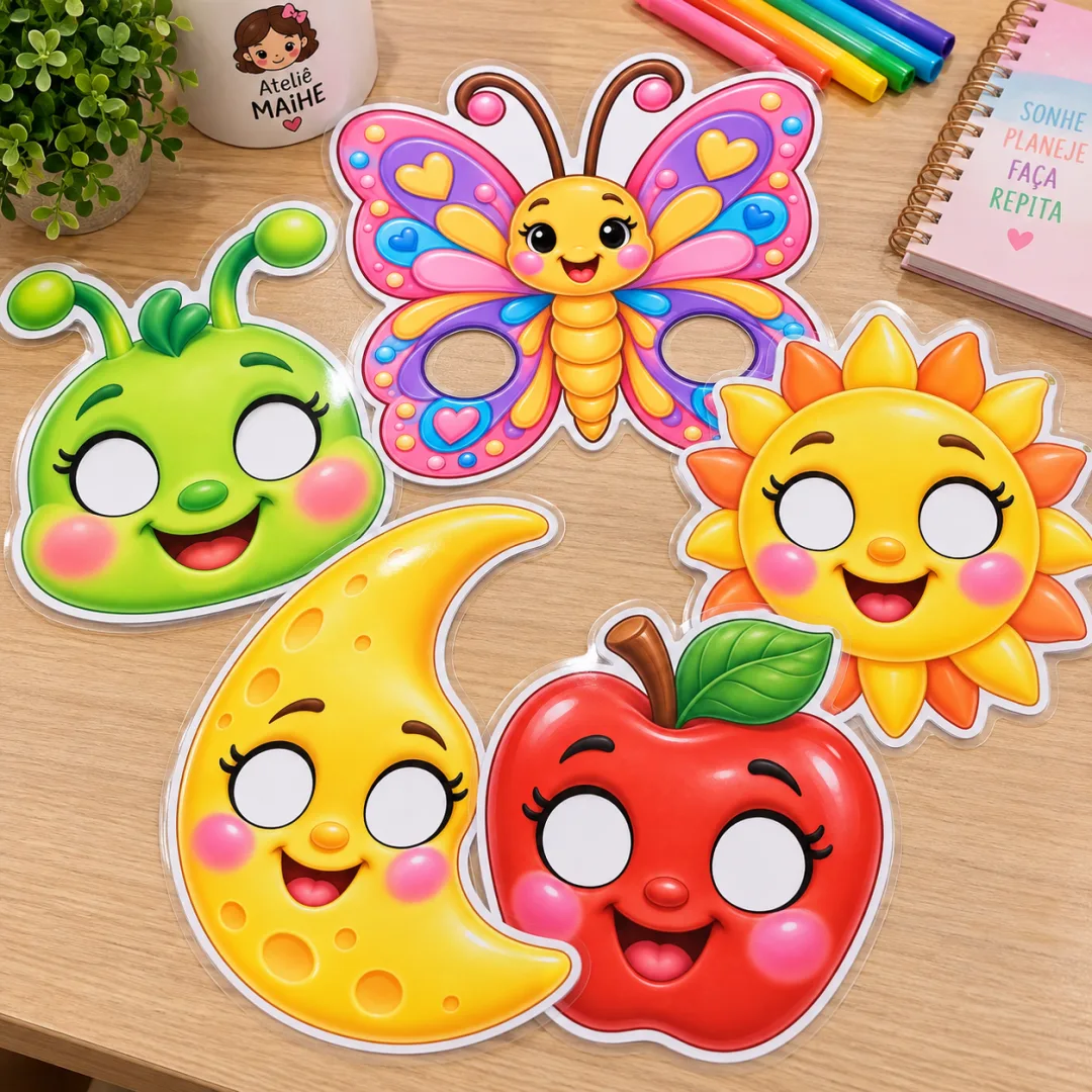 A Lagarta Comilona - Máscaras - Educação Infantil - Arquivo Digital - Lembrancinhas — imagem 2